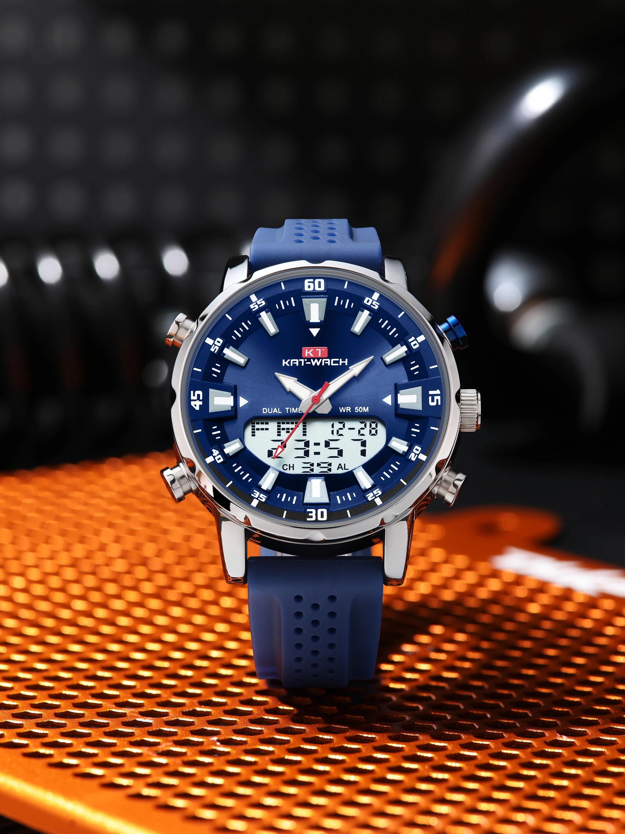 Kat-Wach-Montre à quartz étanche pour homme, originale, automatique, de haute qualité, noire, cadeau
