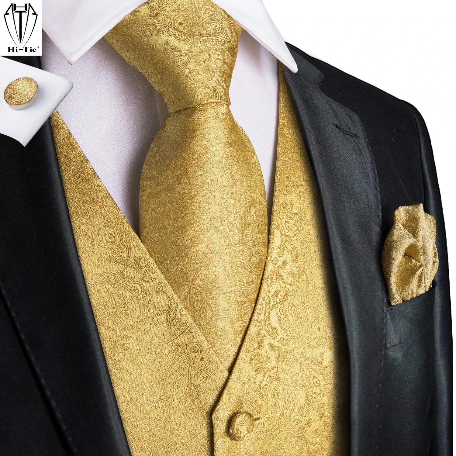 Gilet de Costume Homme Luxe Doré Rouge Bleu Vert Jaune avec Cravate Nœud Papillon Pochette Boutons d