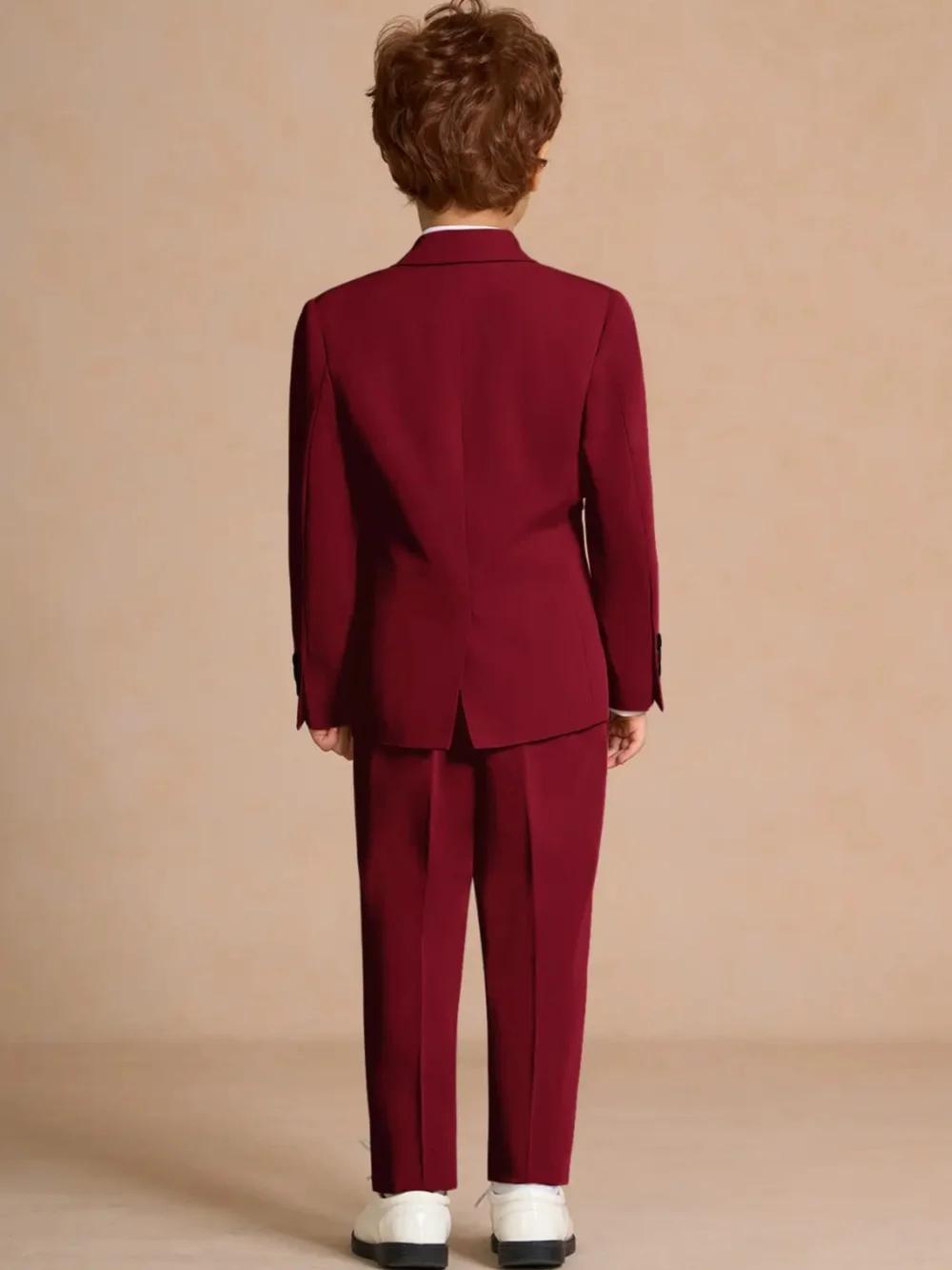 Ensemble de costume Chic de noël pour garçons, 2 pièces, tenue de fête, revers cranté, costumes ajus