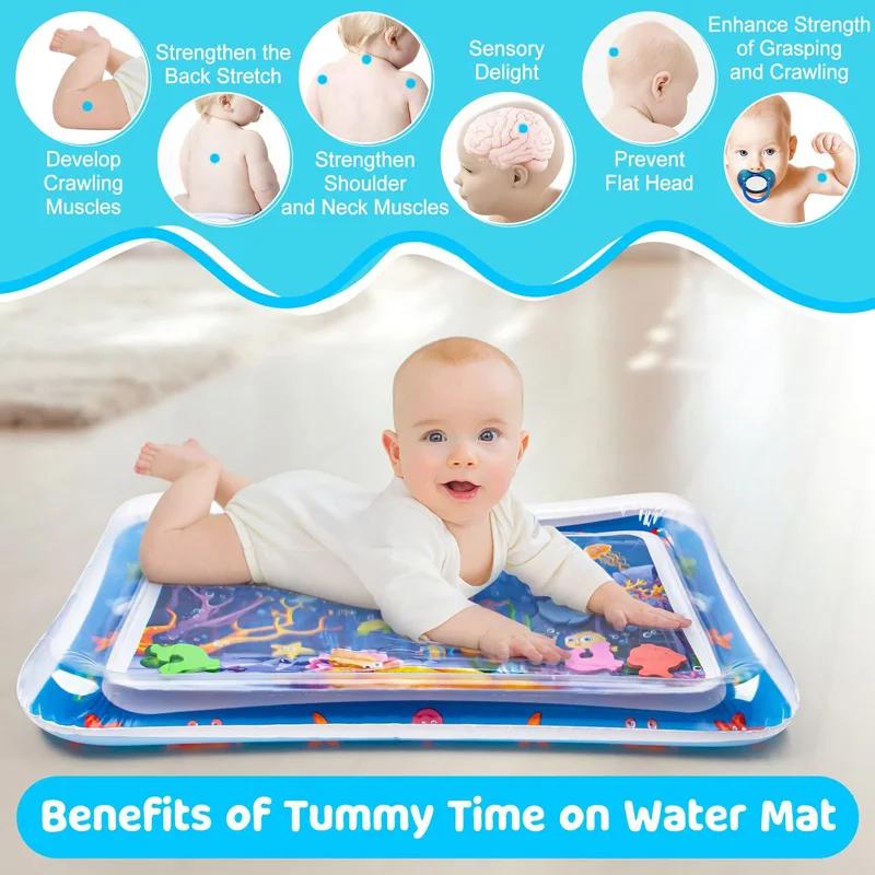 Tapis de jeu d'eau gonflable pour bébé - Coussin PVC temps du ventre et éducation précoce