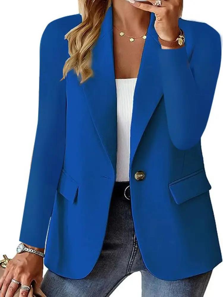 Veste décontractée sans chapeau à manches longues pour femmes, manteau imbibé de boutons solides, re