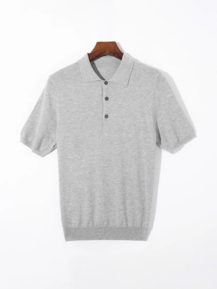 Pull Mérinos à Manches Courtes et Col Polo pour Homme, Vêtement Triblockchain, Ample, Grande Taille,