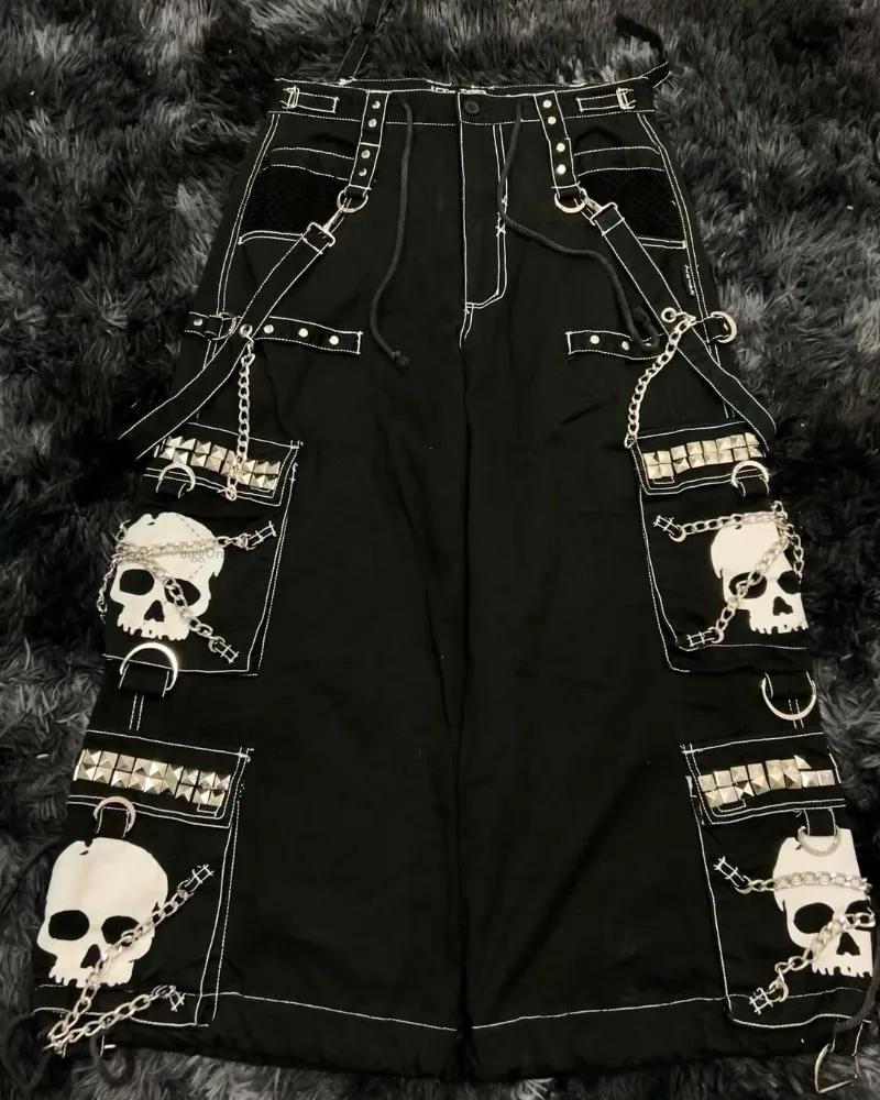 Jean à jambes larges pour hommes, marque de mode de rue, Design Skull Bone, style rétro Harajuku, pa