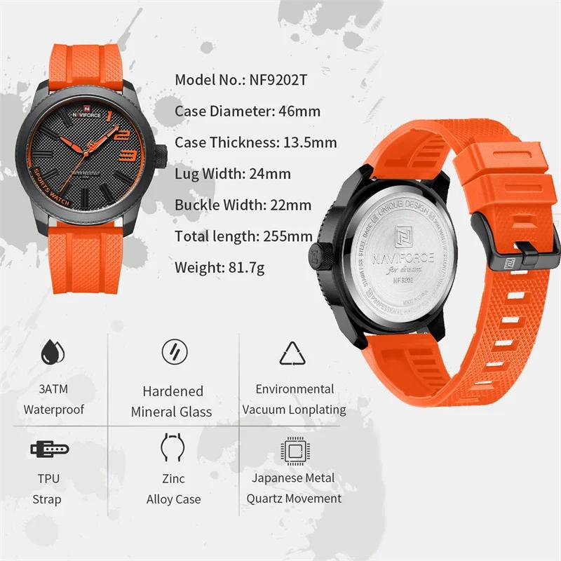 NAVIFORCE – montre à Quartz pour hommes, marque de luxe, bracelet en Silicone, militaire, étanche 30