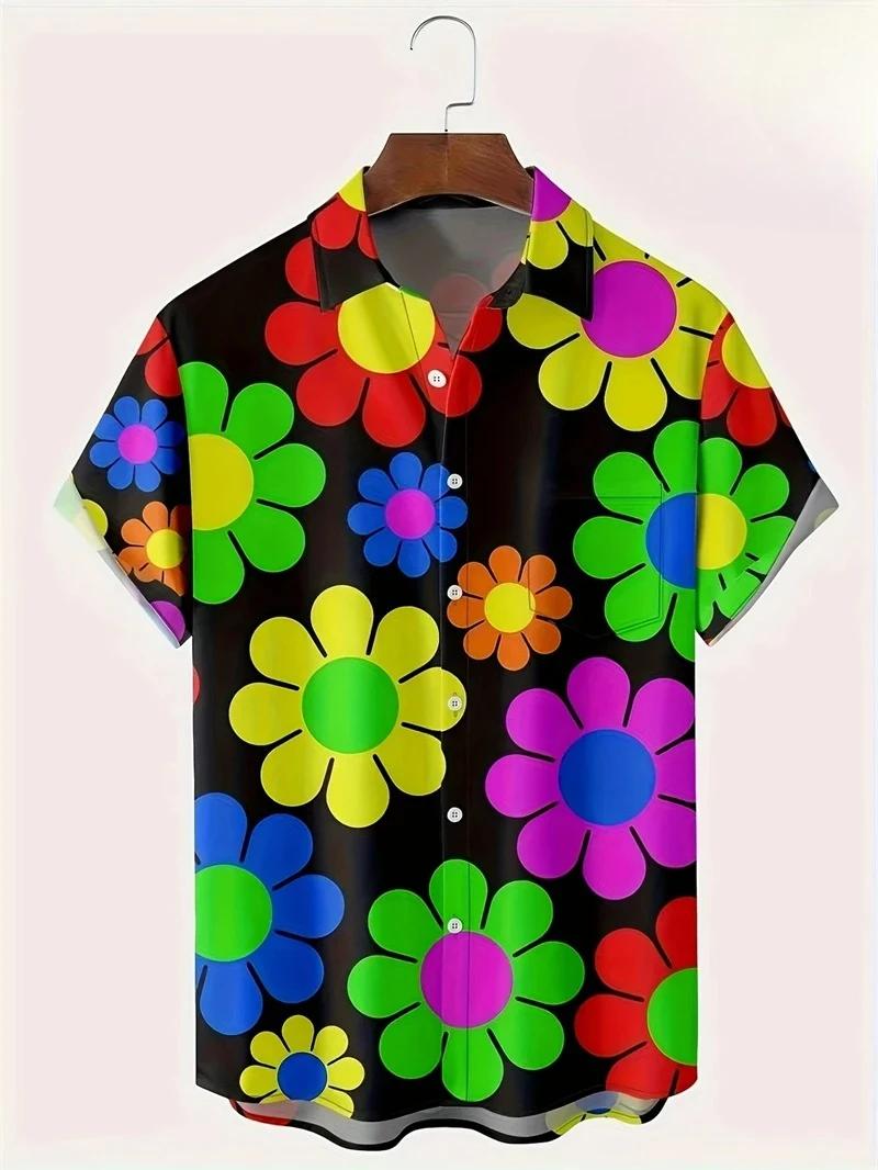 Chemises florales hommes Hawaii vacances fête Blouse 2025 revers plage chemise fleur Camisas à manch