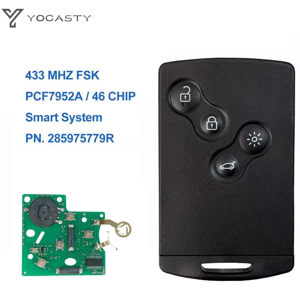 YOCASTY – carte intelligente mains libres sans clé, clé de voiture 433MHz PCF7952A pour Renault Mega