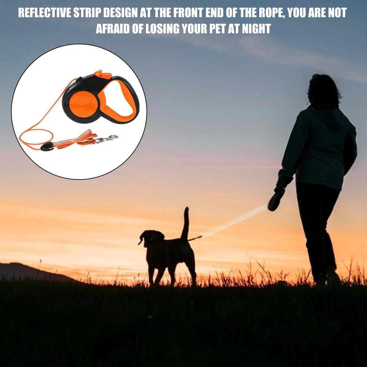 Laisse de marche rétractable pour animaux de compagnie, robuste, avec bande réfléchissante solide, p