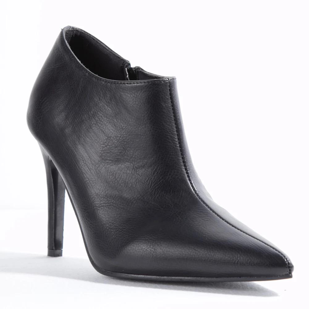 Bottines à talons hauts et fins de 10CM pour femmes, chaussures à bout pointu avec fermeture éclair 