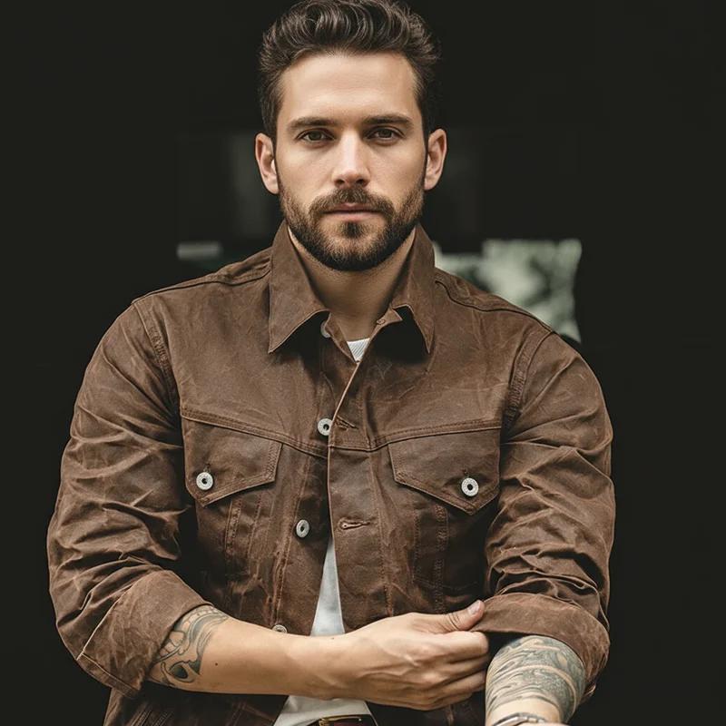 Maden rétro lourd toile huile ciré veste coton imperméable manteau de chasse mâle printemps kaki tra