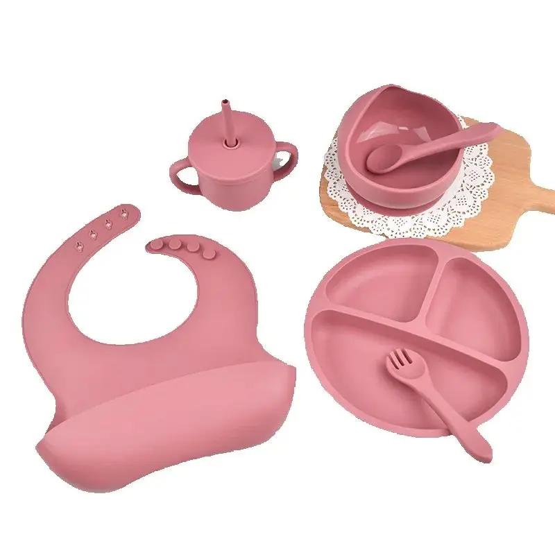 Ensemble assiettes silicone enfants 10 pièces aspiration anti-chute bol entraînement alimentation fourchette cuillère