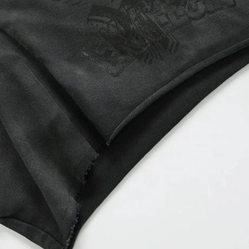 Shorts amples vintage délavés imprimés 123 pour hommes, streetwear, en coton, shorts de sport