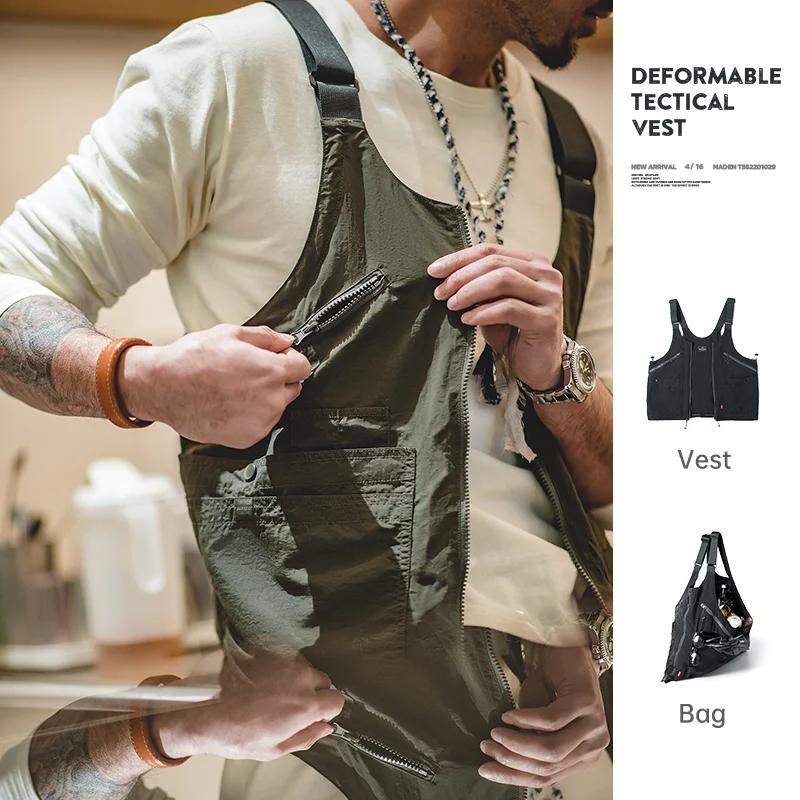 Maden-Sac de travail rétro multi-poches pour hommes, manteau en fibre de nylon, sac fonctionnel pour