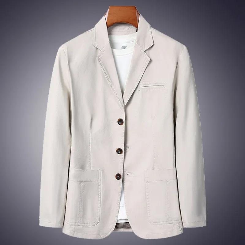 Blazer nouveaux hommes mode affaires couleur unie coupe ajustée travail décontracté coton coréen man