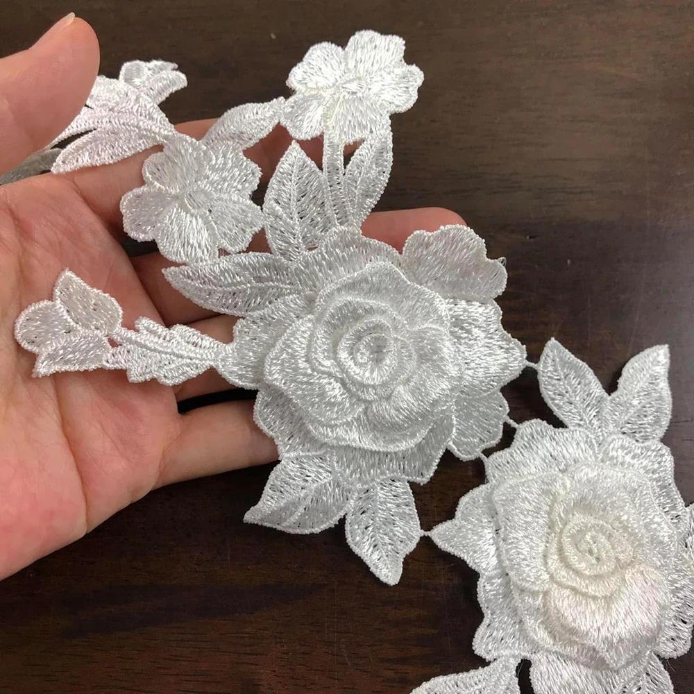 Patch brodé de fleurs de roses à coudre, 2 pièces, pour robe, chapeau, sac, jean, appliques, artisan