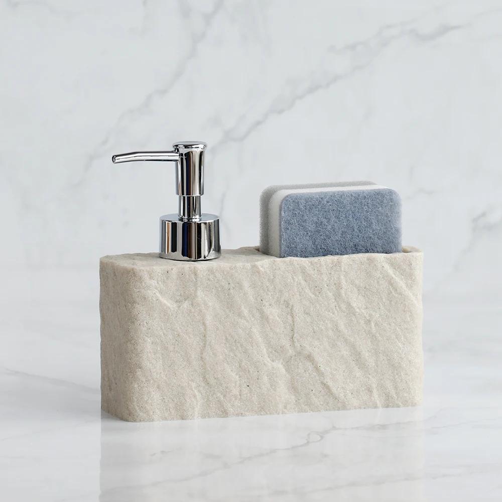 Distributeur de savon avec éponge pour évier de cuisine et salle de bain, distributeur de savon liqu