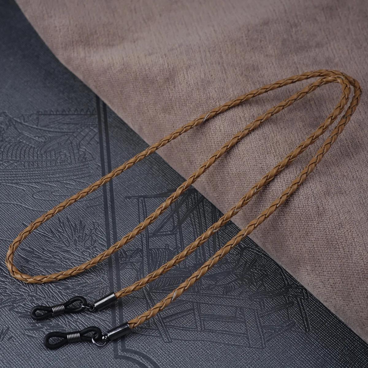 Lunettes en cuir pour hommes et femmes, 1 pièce, chaîne en corde tissée, à lacets, pour Sports de pl