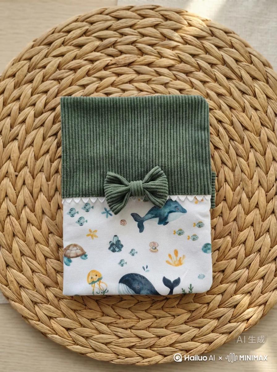Couverture de manuel parental en velours côtelé brodée avec un nom personnalisé |   Motif mignon |  