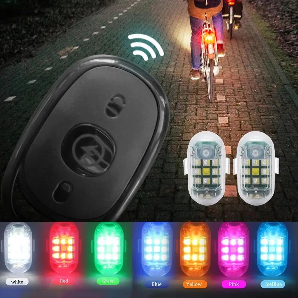 Lumière Stroboscopique LED avec Télécommande Sans Fil pour Voiture, Moto, Vélo, Drone, Scooter, Anti
