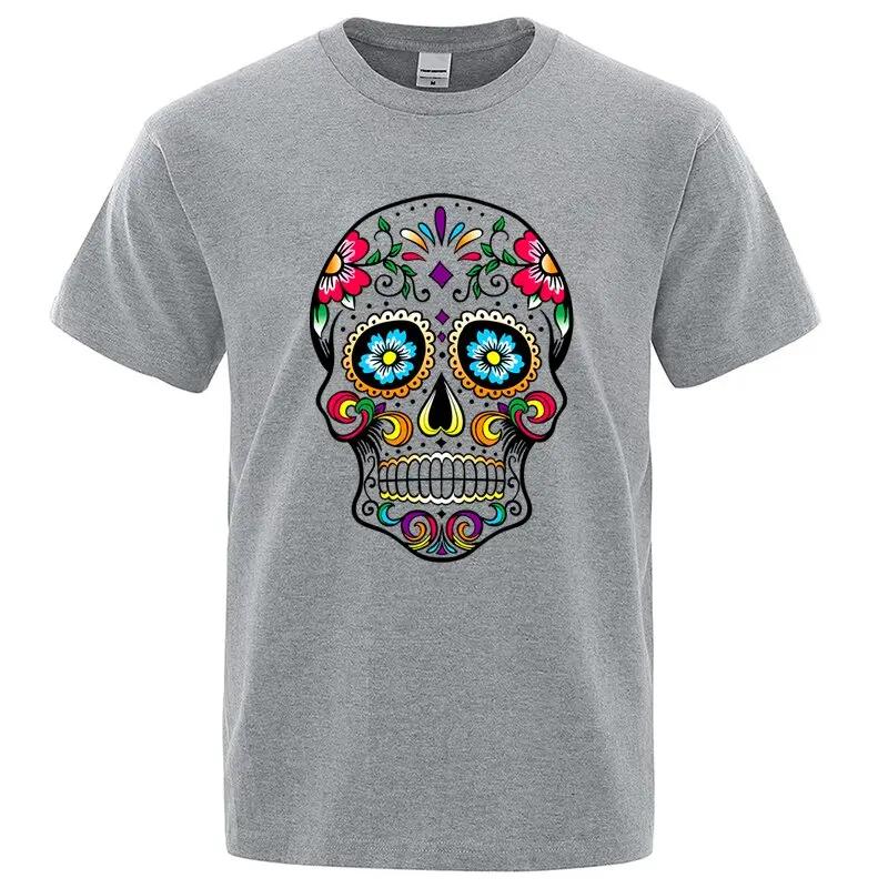 T-shirt homme haute qualité 100% coton Style de rue ample Cool crâne imprimé été hommes T-shirt déco