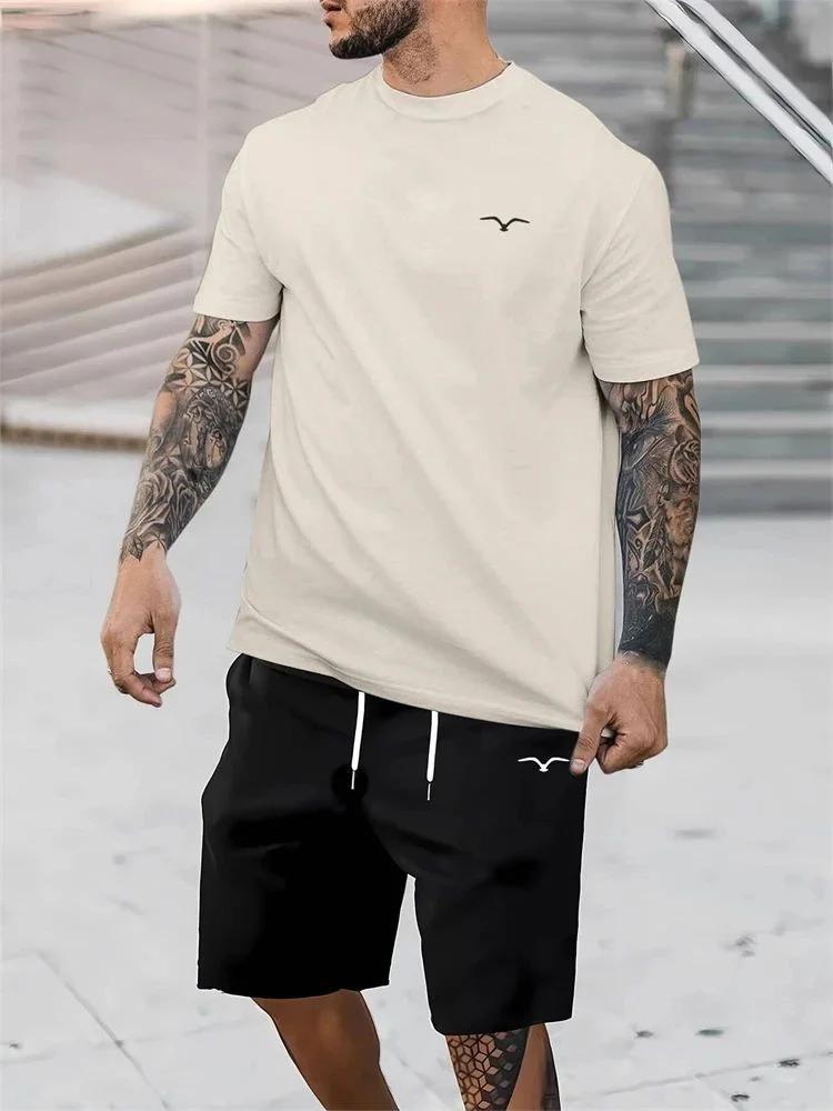 T-shirt à manches courtes et col rond pour homme, short à cordon de serrage, respirant, à séchage ra
