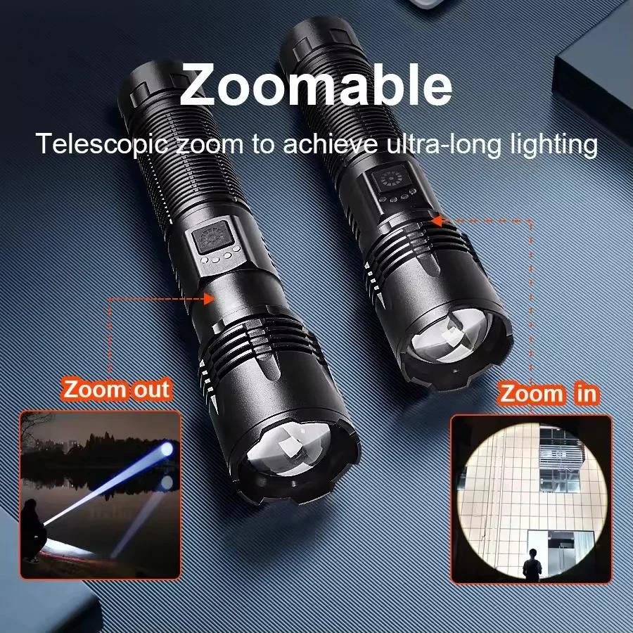 Lampe torche LED haute puissance 2026 9000000LM Lumière puissante Torche tactique Rechargeable Lampe