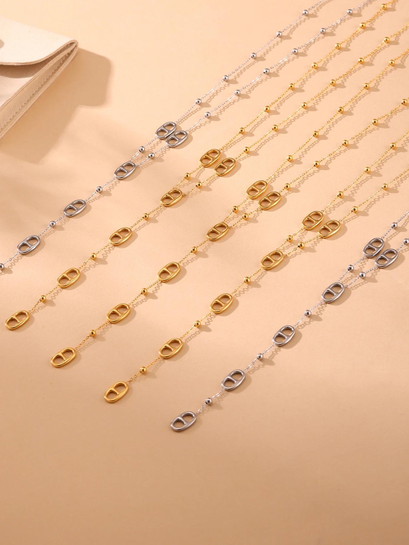 Nivora mode longue chaîne en acier inoxydable colliers pour femmes PVD véritable plaqué or métal fem
