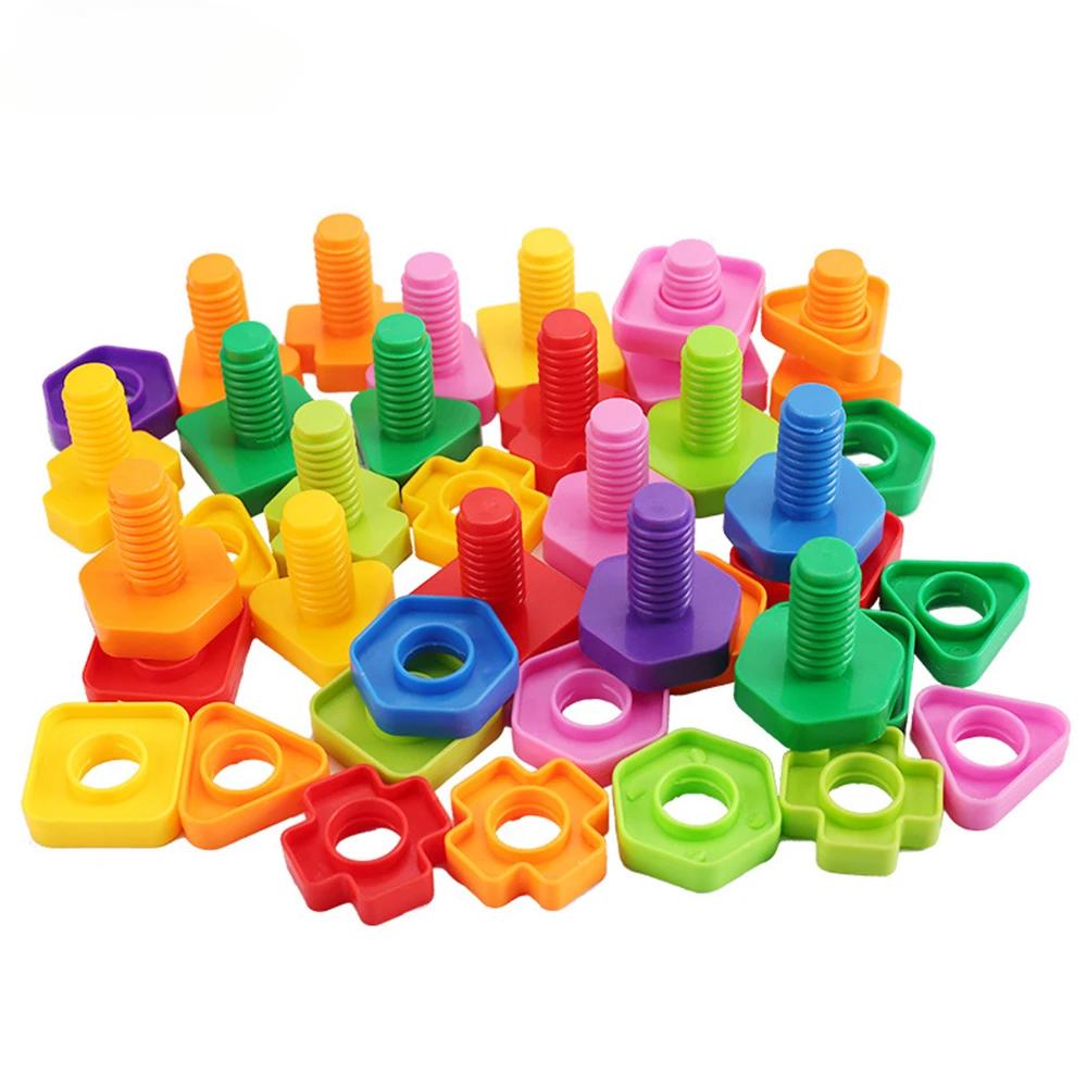 Ensemble de blocs de construction à vis, Puzzle en mosaïque créative, jouets pour enfants, insertion