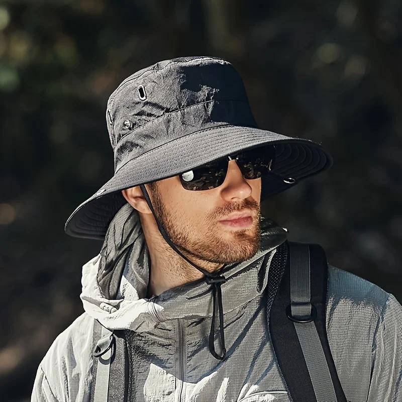 Nouveau chapeau de pêcheur tendance et polyvalent, chapeau de montagne anti-UV, réglable, respirant,
