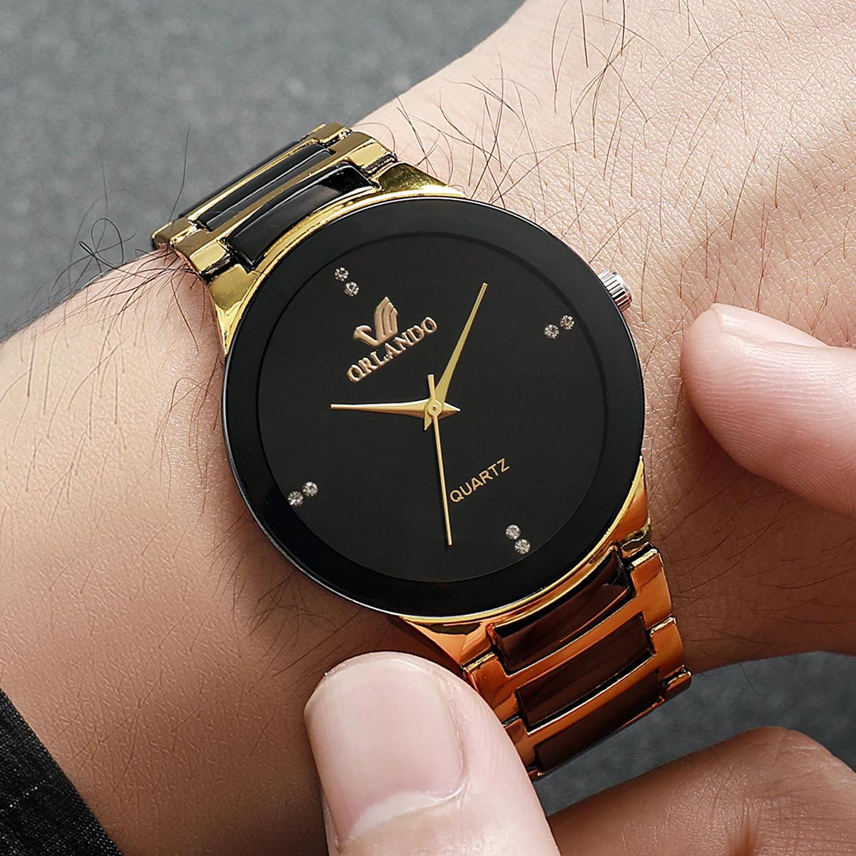 Montre à quartz en acier inoxydable pour hommes et femmes, montres-bracelets d'affaires, mode couple
