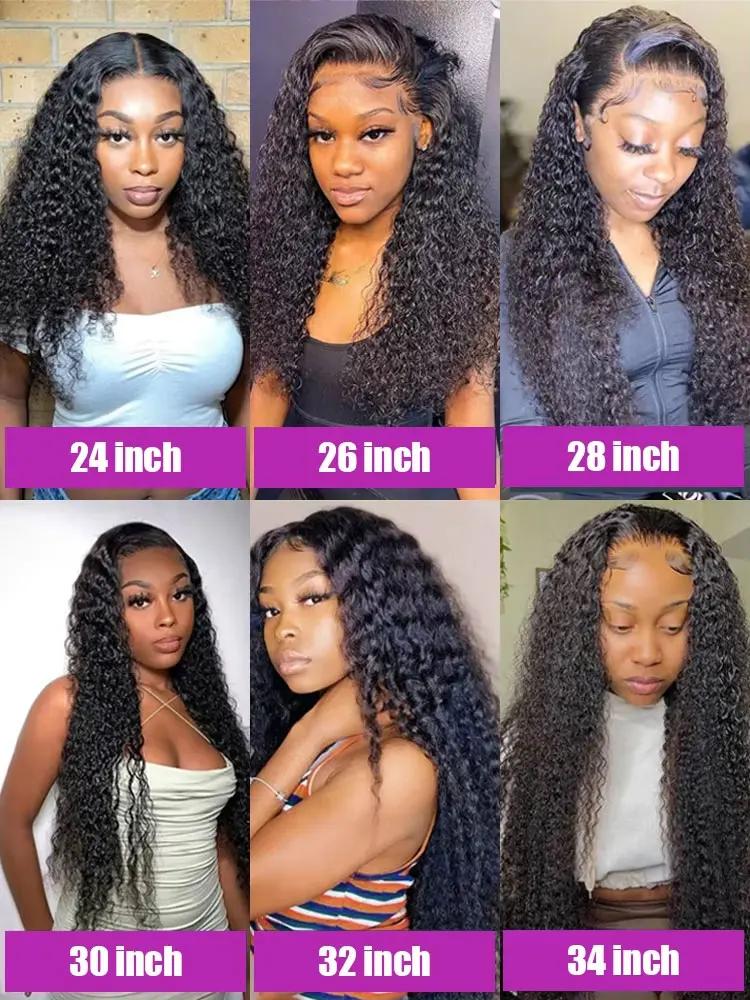 40 46 pouces vague profonde 13x6 13x4 Hd dentelle avant perruque de cheveux humains 250 densité eau 
