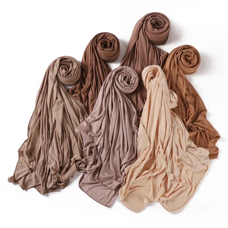 80*180 cm Modal rayonne coton musulman Jersey Hijab femmes couleur unie écharpe Ramadan Long châle p