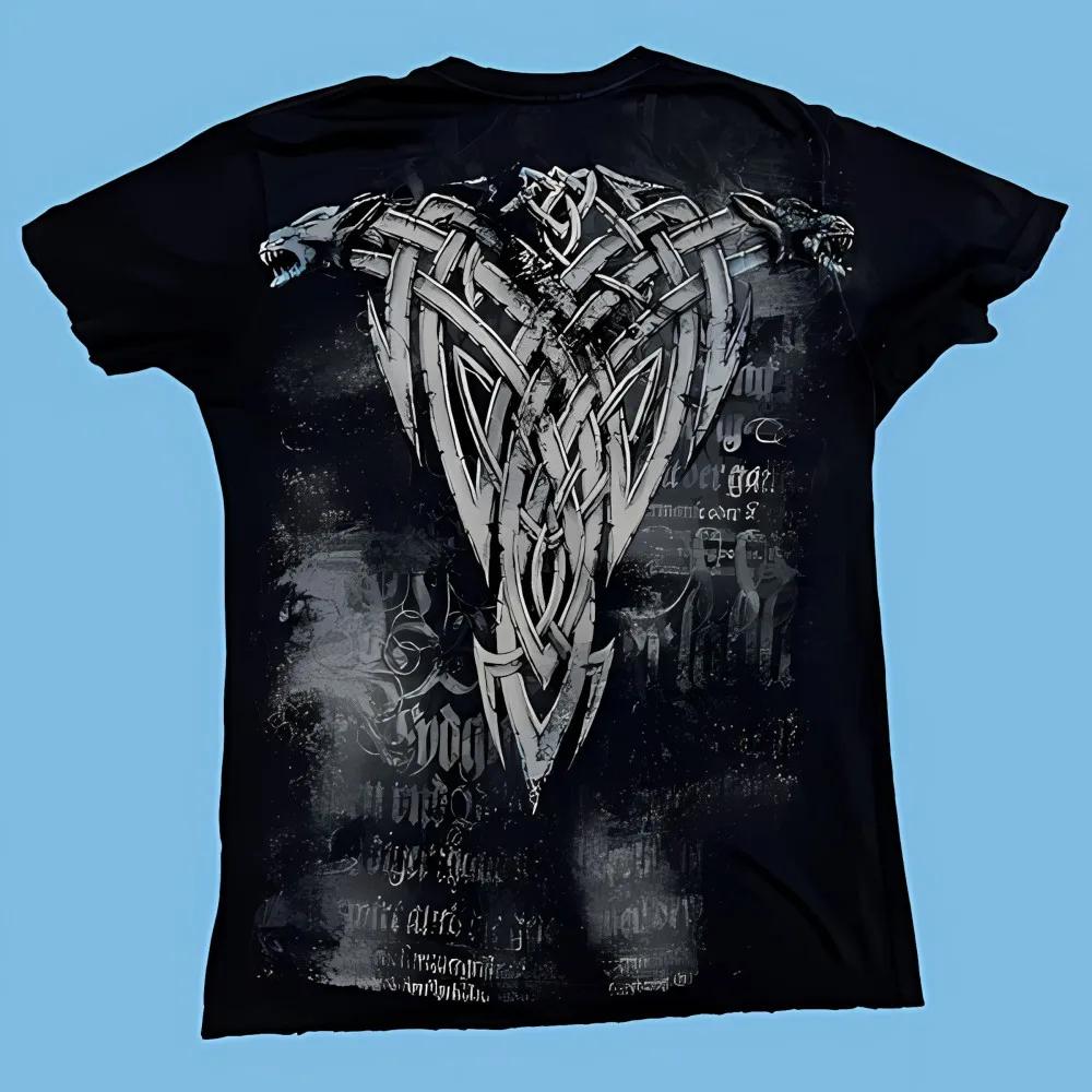 T-shirt col rond pour hommes européens et américains, nouvelle lettre de crâne gothique imprimée, co