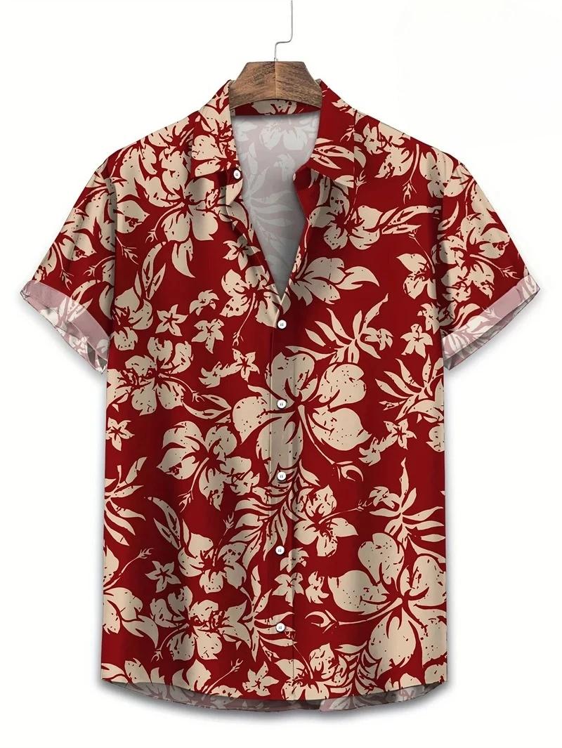 Chemises florales hommes Hawaii vacances fête Blouse 2025 revers plage chemise fleur Camisas à manch