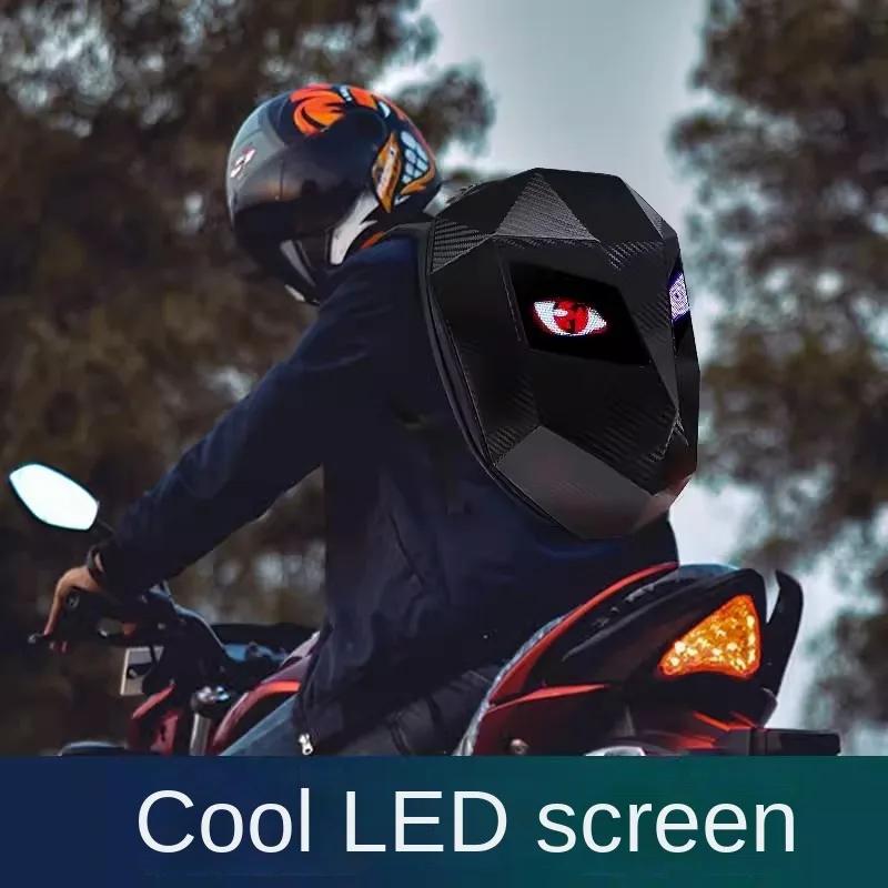 LED Moto Rider sac à dos yeux lueur modèle fibre de carbone texture casque locomotive sac à dos sac 