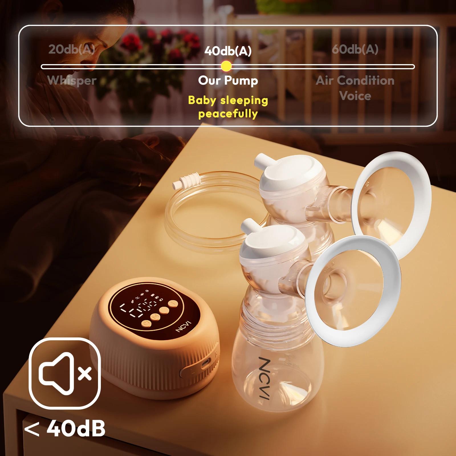 NCVI Double tire-lait électrique avec 4 Modes 9 niveaux, pièces à brides de 24mm, anti-déversement, 