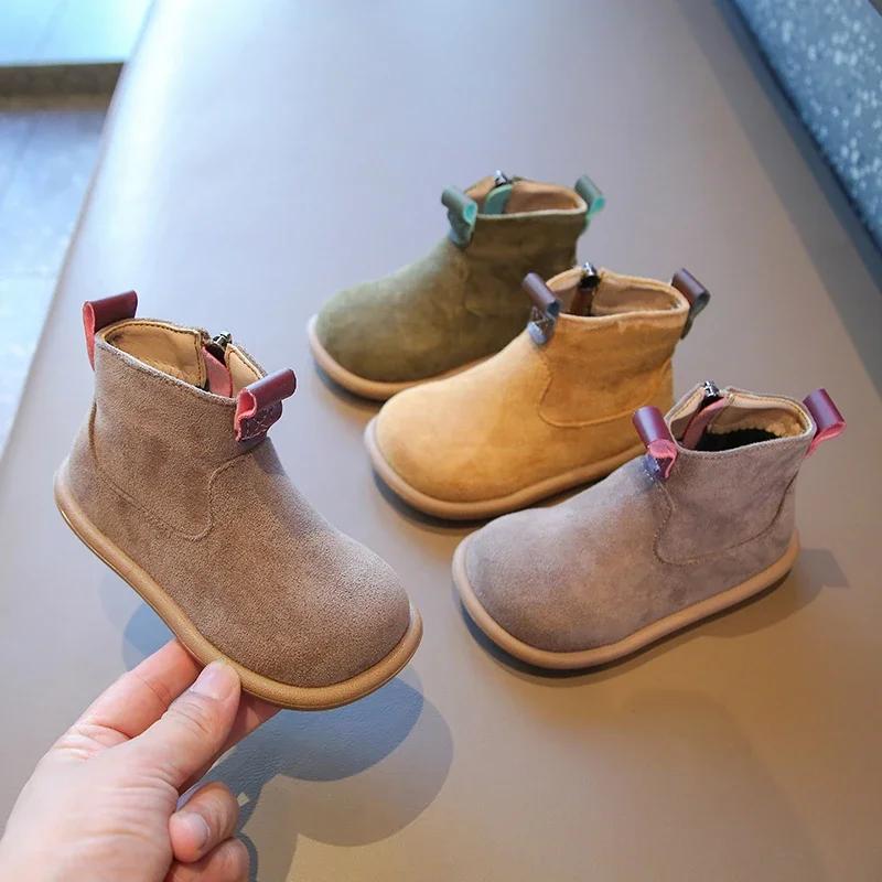 Automne hiver bébé garçons filles bottes Oxford daim enfants chaussures décontractées en plein air a