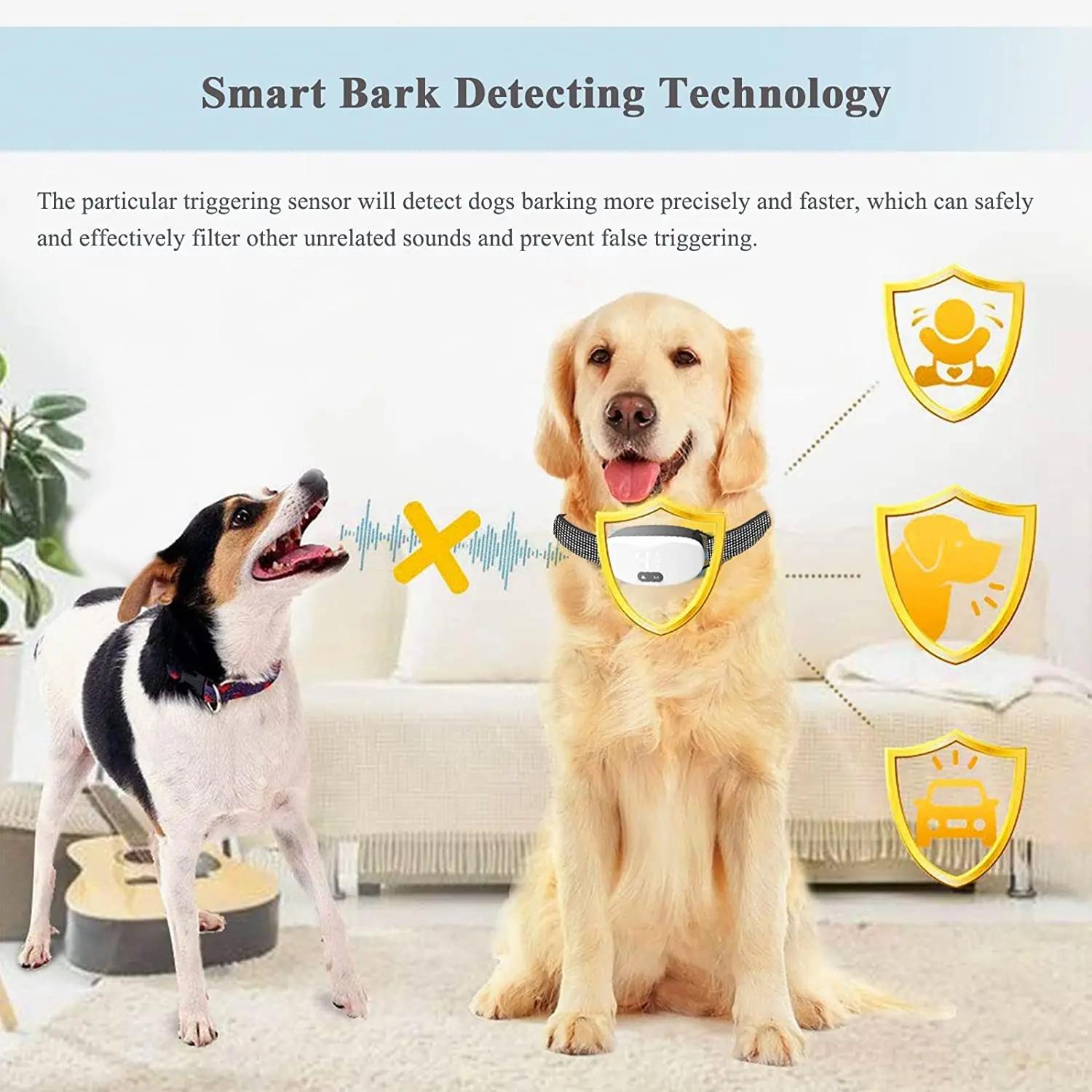 Collier Anti-aboiement pour chien, choc électrique, son de Vibration avec LED pour petits et grands 