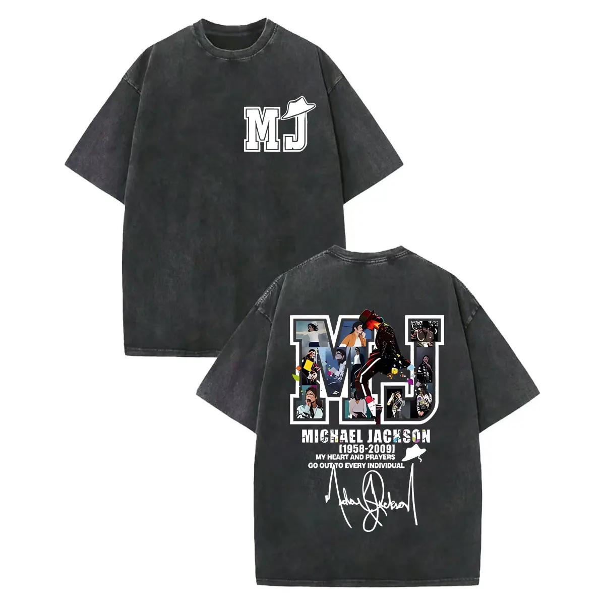 Vintage lavé Michael Jackson graphique T-shirts hommes femmes Harajuku Rock vêtements T-shirts mode 