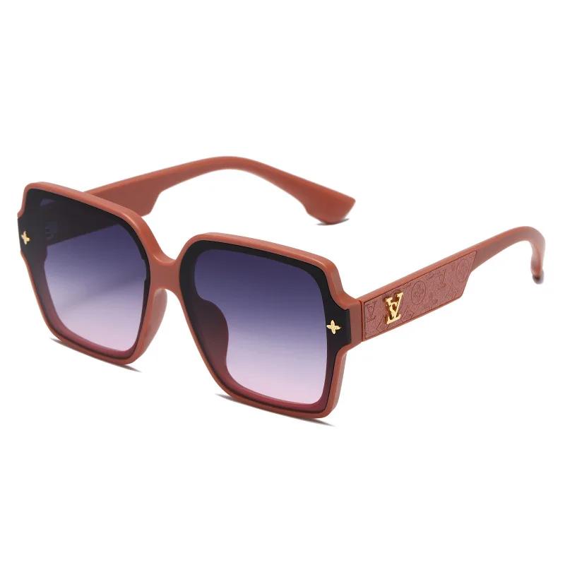 Lunettes de soleil à monture carrée pour femmes, Protection UV de luxe, grande monture assortie avec