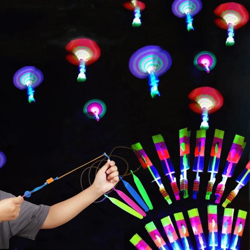 Jouet de fusée Flash en plein air, lumières LED, fronde scintillante, hélicoptère de fusée, jouet vo