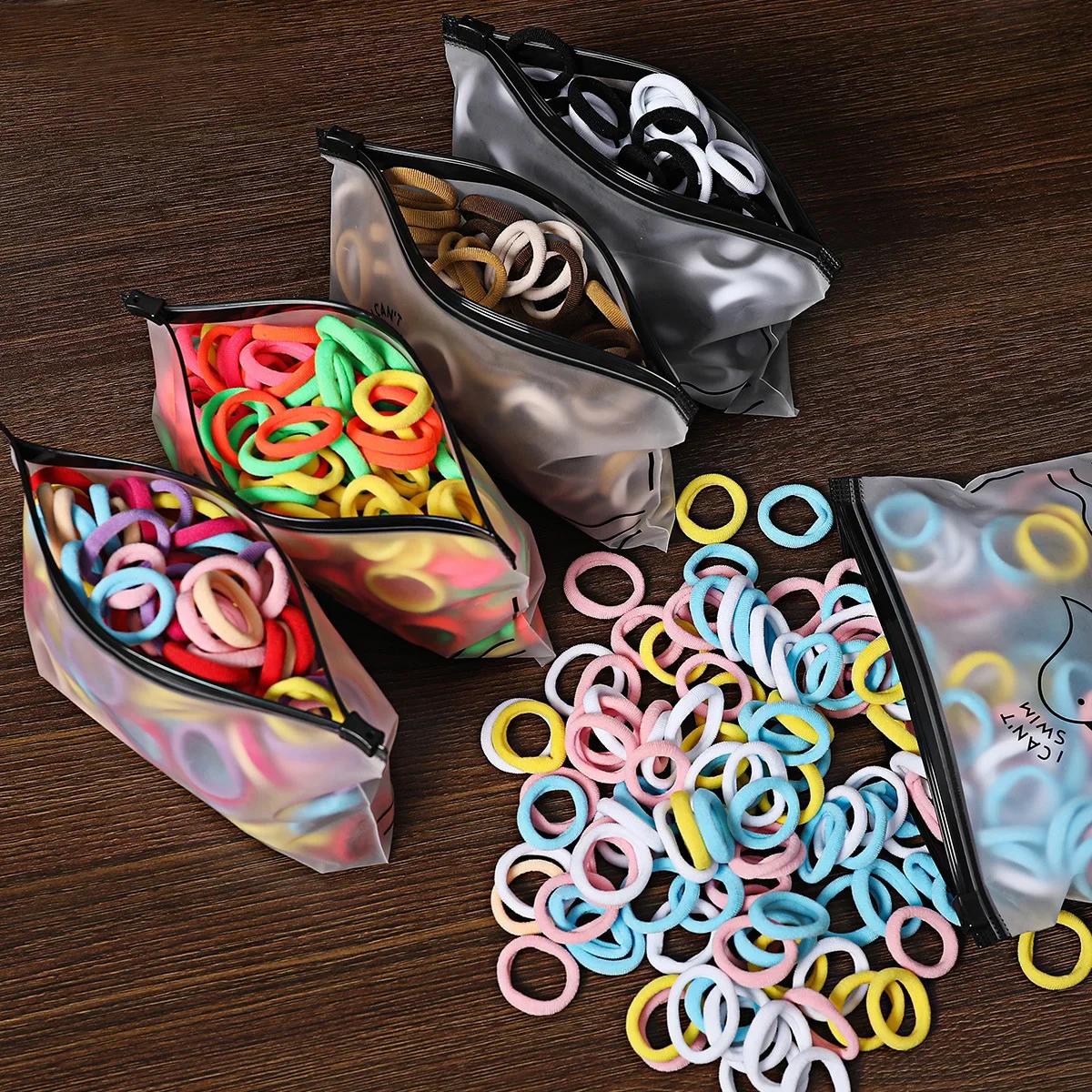 50/100 pièces bandes de cheveux pour enfants coloré Nylon Scrunchie cheveux cravates élastique enfan