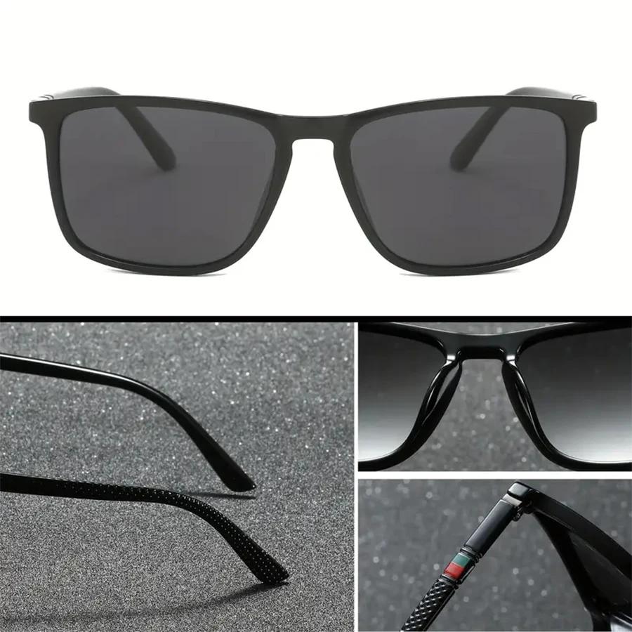 Lunettes de soleil carrées classiques pour hommes, confortables, légères, à monture noire, idéales p