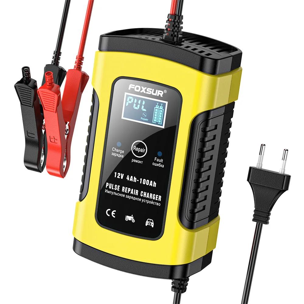 Foxsur – chargeur de batterie de voiture automatique 12V 5a, charge rapide intelligente, pour GEL AG