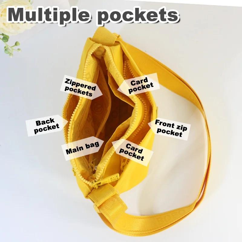 Sacs à bandoulière tendance pour femmes, sac messager, matériau en nylon de haute qualité, 3 poches,