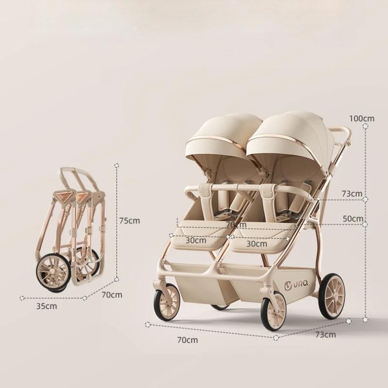 2025 nouvelle poussette bébé jumeau haute vue peut s'asseoir ou s'allonger poussette bébé légère pli
