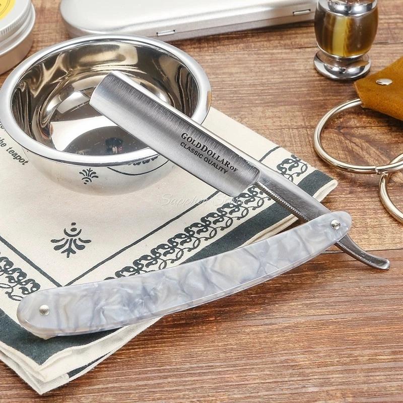 Rasoir à bord droit en acier à haute teneur en carbone, boîte en fer pour Dollar doré, pour Salon de