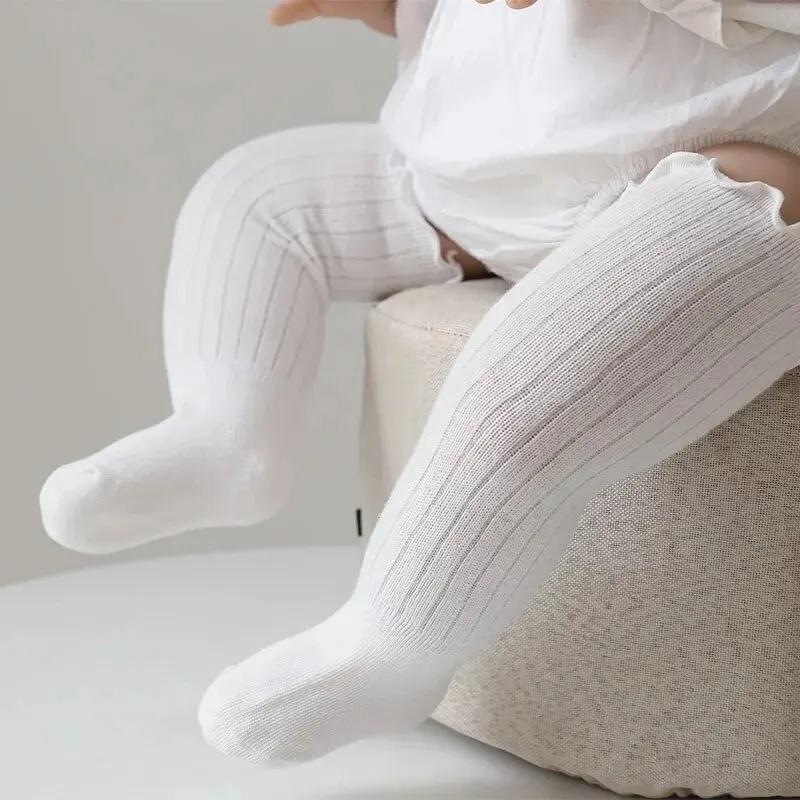 3 paires/lot bébé filles chaussettes dentelle froufrous solide coton longue genou haute enfants chau