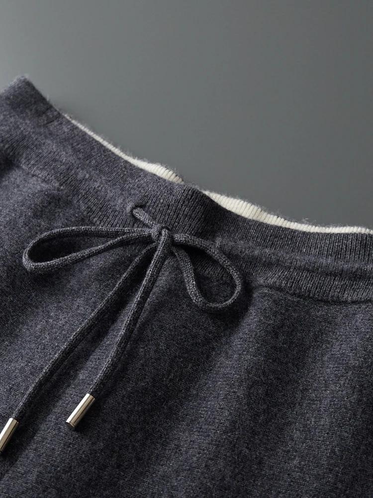 Ensemble deux pièces 100% laine mérinos pour hommes, Cardigan à col à capuche avec fermeture éclair 
