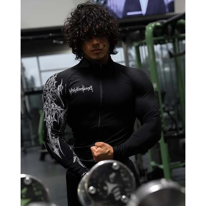Veste imprimée à fermeture éclair grande taille pour hommes, vêtements de sport tendance de Style am