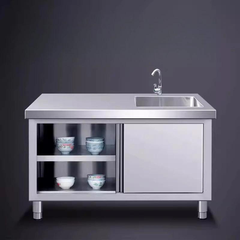 Armoire nordique créative en acier inoxydable avec évier, comptoir d'opération de cuisine de Restaur